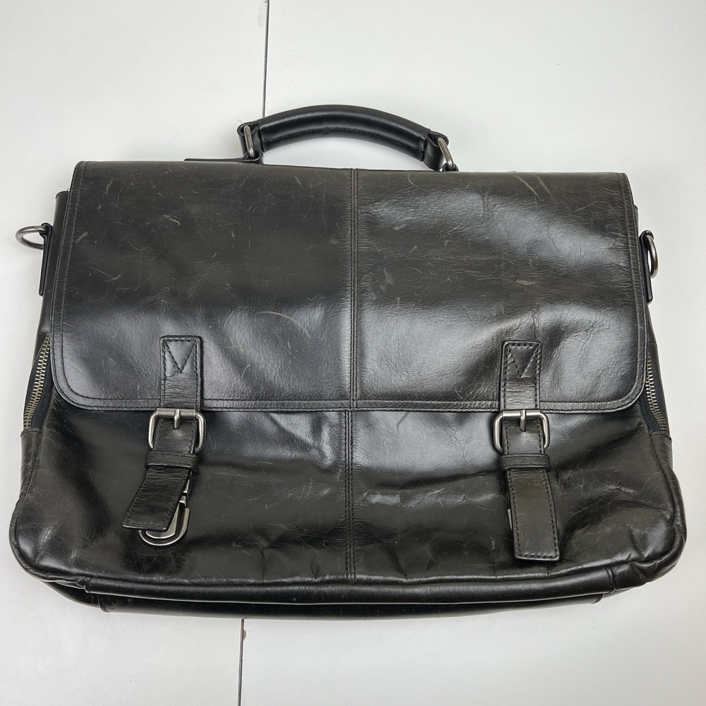 Wilsons Leather Briefcase/Messenger Bag Dark Brown to Black NO SHOULDER STRAP